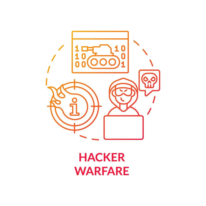 Hacker warfare red gradient concept icon