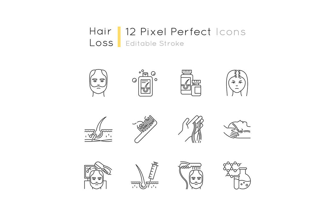 Hair loss pixel perfect linear icons set