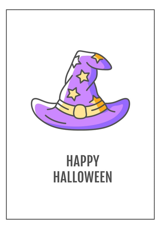 Halloween celebration greeting cards with color icon element set