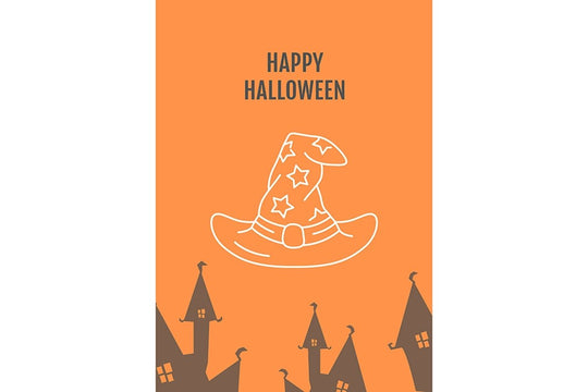 Halloween traditions postcards with linear glyph icon set