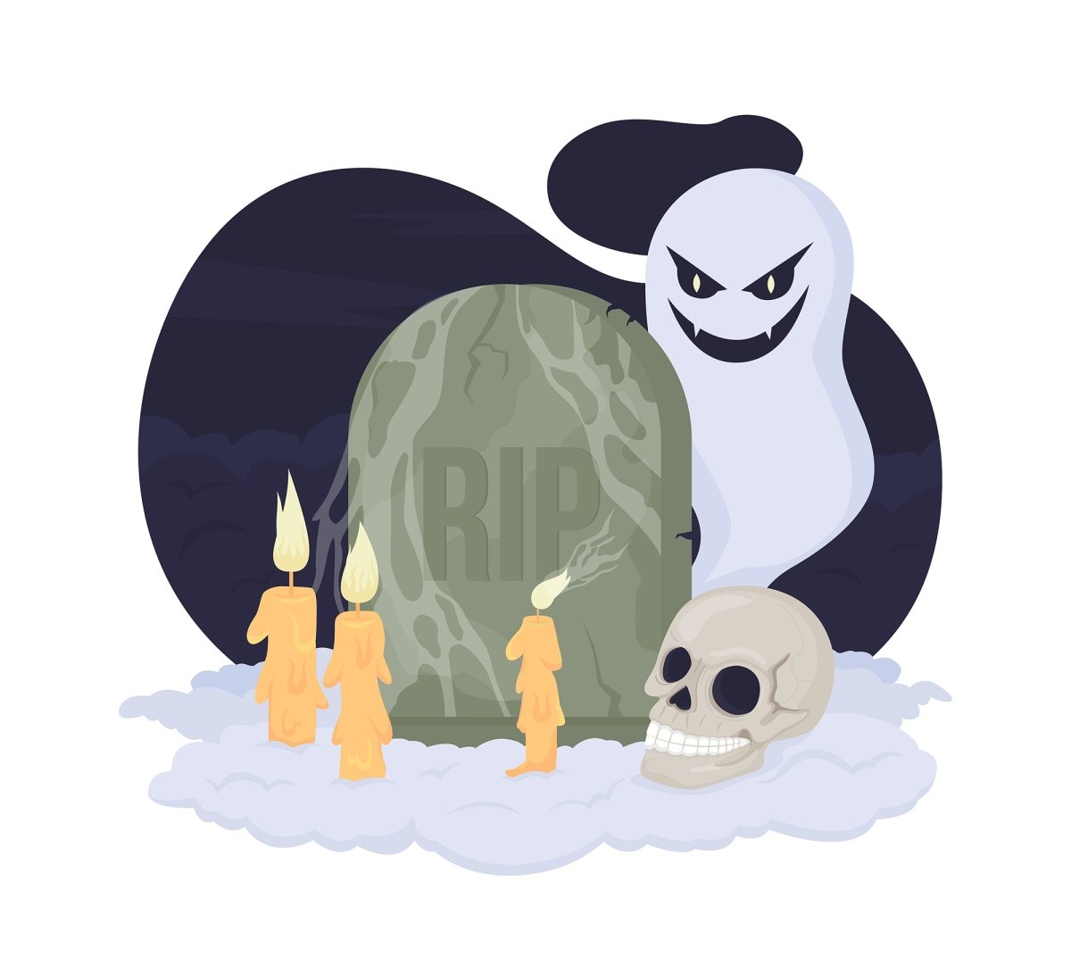 Halloween witch decor 2D vector isolated illustration set