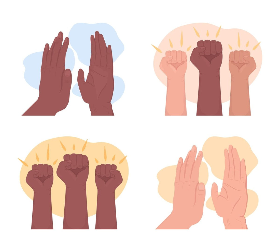 Handclap and fists 2D vector isolated illustration set