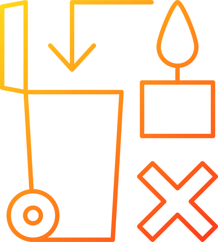 Handmade candles label gradient linear vector manual label icons set