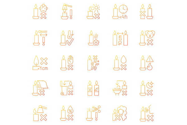 Handmade candles label gradient linear vector manual label icons set