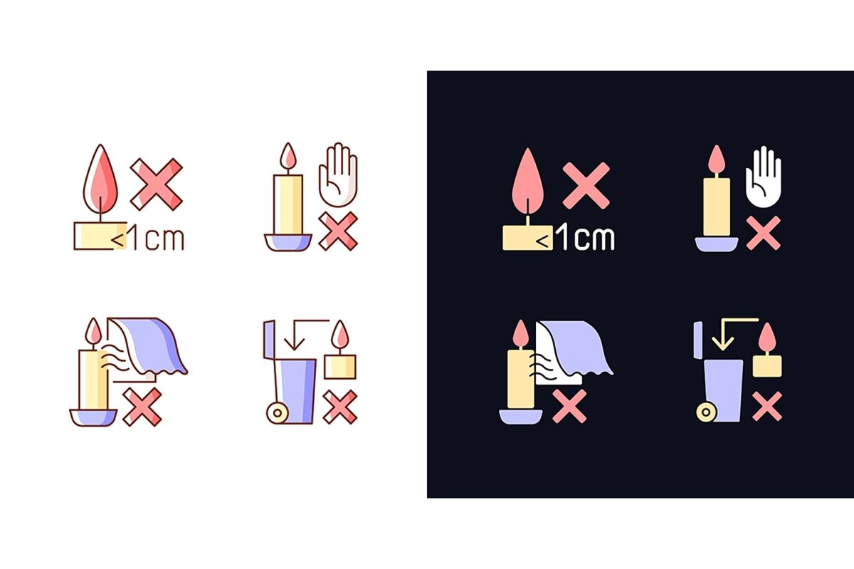 Handmade candles label light and dark theme RGB color manual label icons set