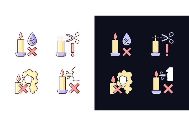 Handmade candles label light and dark theme RGB color manual label icons set