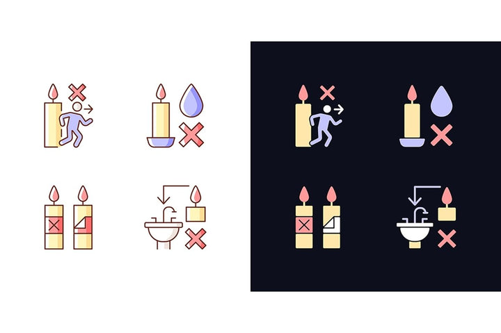 Handmade candles label light and dark theme RGB color manual label icons set