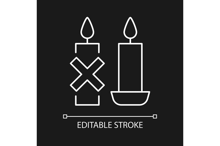 Handmade candles label linear manual label icons set for dark and light mode