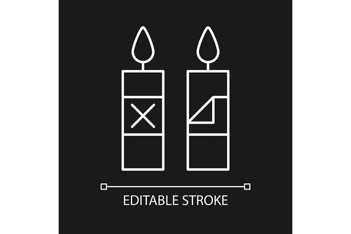 Handmade candles label linear manual label icons set for dark and light mode