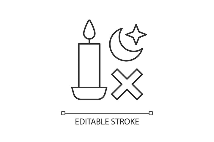 Handmade candles label linear manual label icons set for dark and light mode