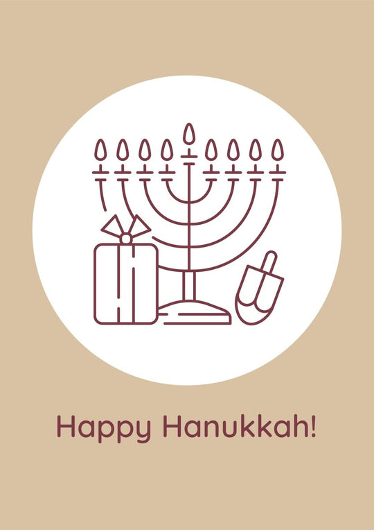 Hanukkah celebrating postcards with linear glyph icon set