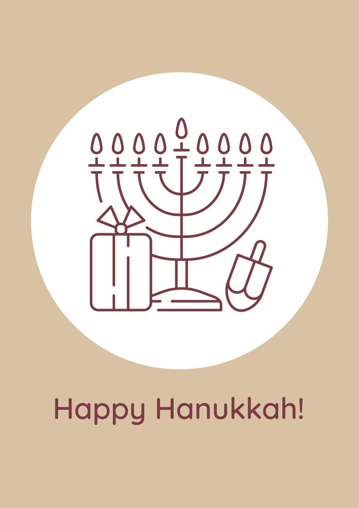 Hanukkah celebrating postcards with linear glyph icon set