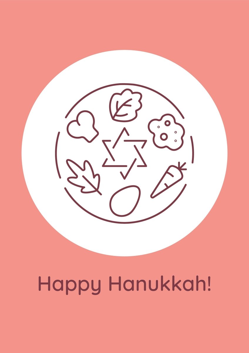 Hanukkah celebrating postcards with linear glyph icon set