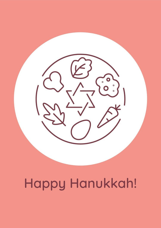 Hanukkah celebrating postcards with linear glyph icon set