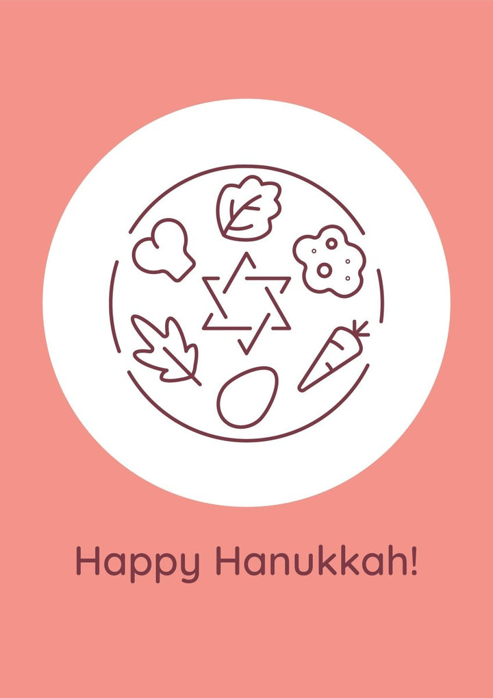 Hanukkah celebrating postcards with linear glyph icon set