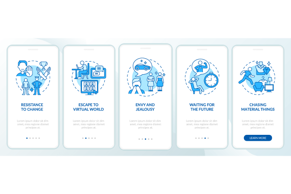 Happiness Mindset App Page Screen Bundle