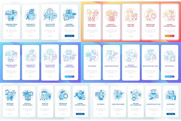 Happiness Mindset App Page Screen Bundle