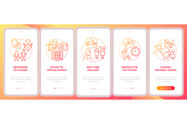 Happiness Mindset App Page Screen Bundle