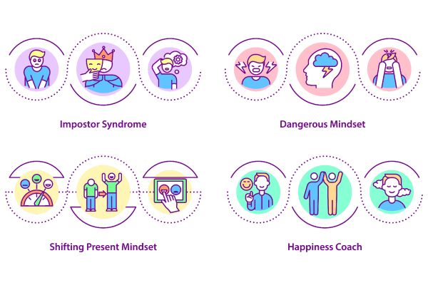 Happiness Mindset Concepts Icon Bundle