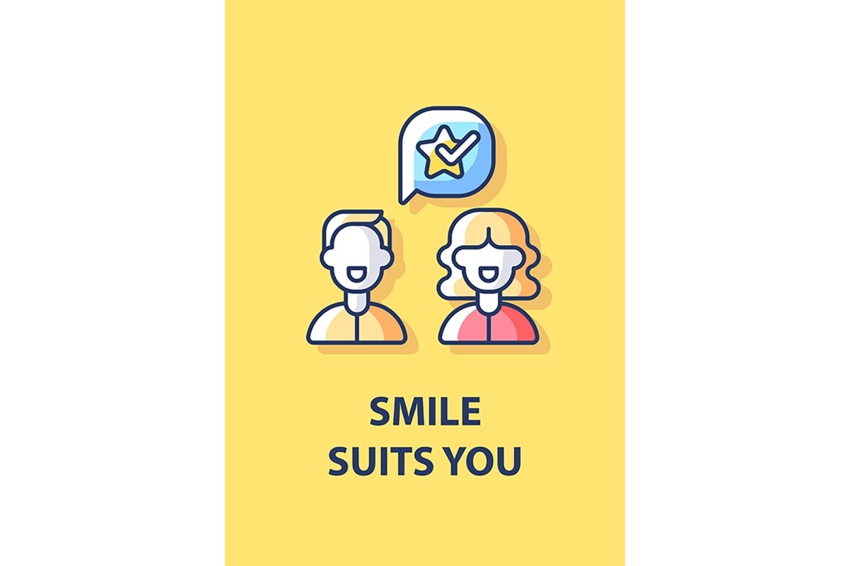 Happy and positive messages greeting card with color icon element set