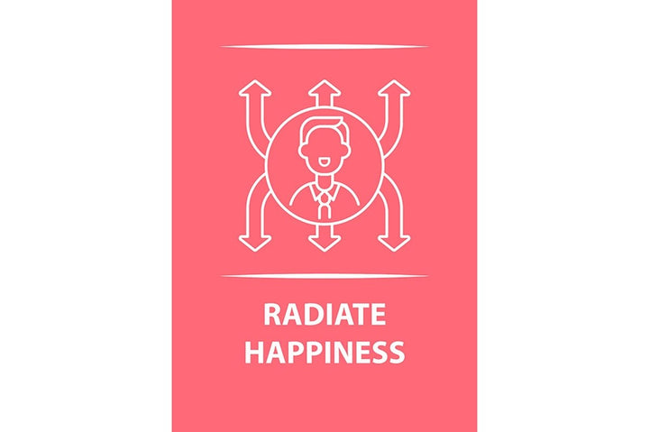 Happy and positive messages postcard with linear glyph icon set
