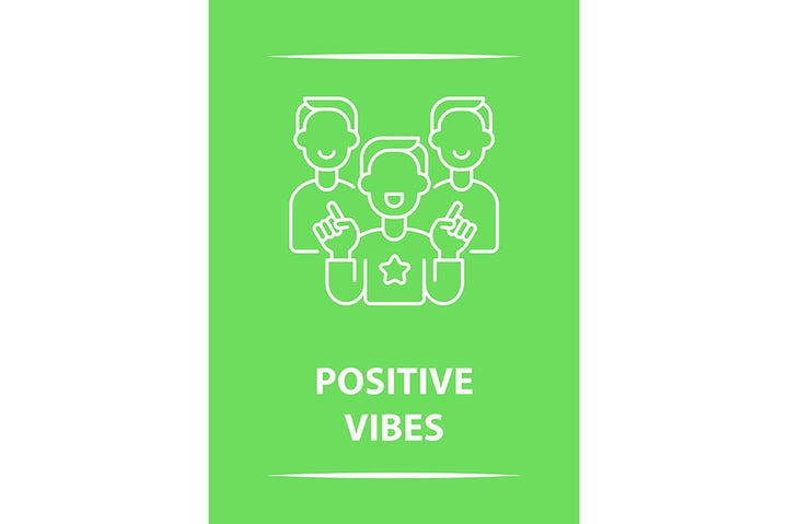 Happy and positive messages postcard with linear glyph icon set
