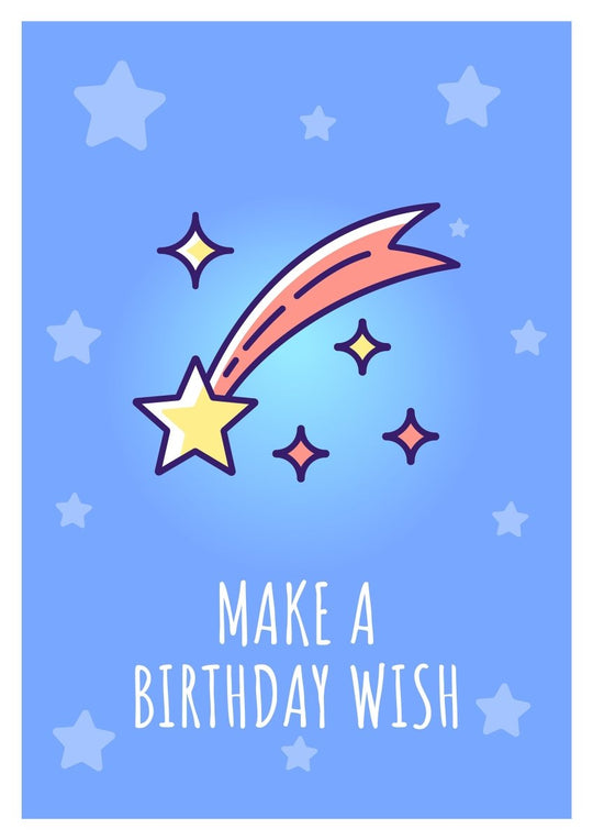 Happy cosmic birthday greeting card with color icon element set