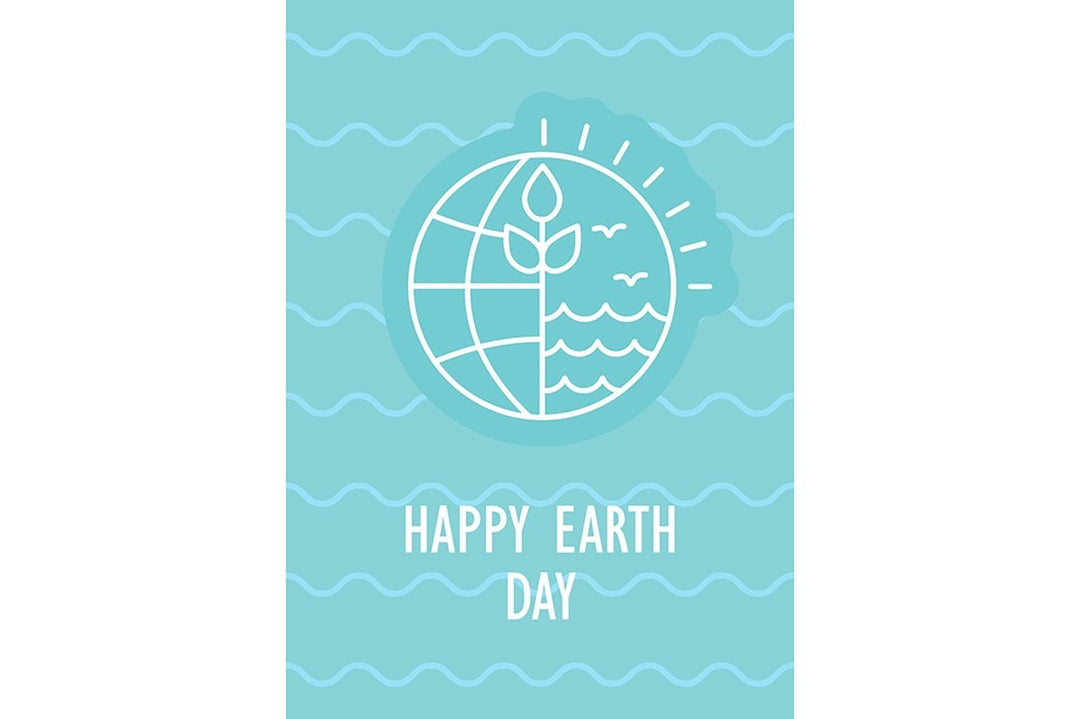 Happy Earth day postcard with linear glyph icon set