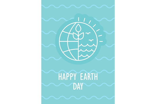 Happy Earth day postcard with linear glyph icon set