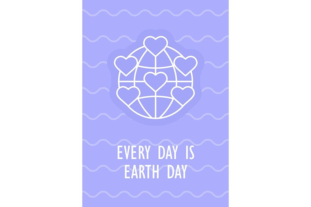 Happy Earth day postcard with linear glyph icon set