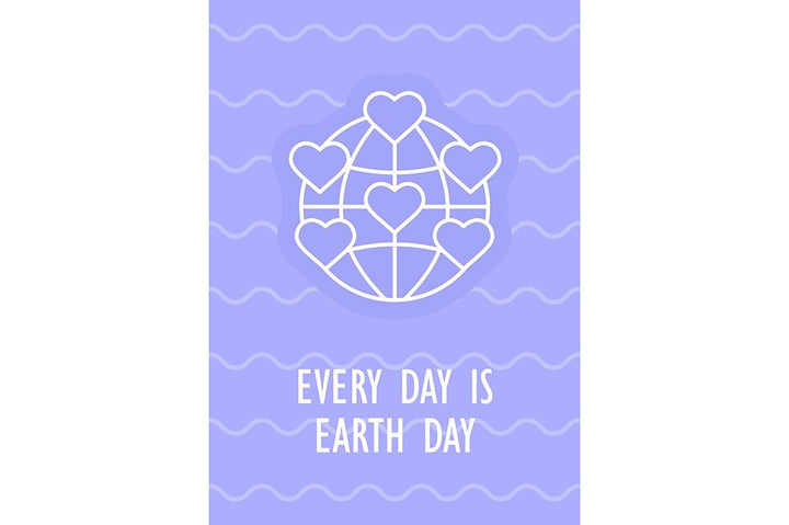 Happy Earth day postcard with linear glyph icon set