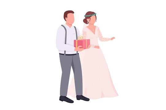 Happy newlyweds couples vector character set