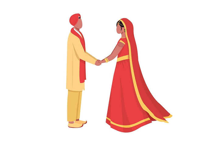 Happy newlyweds couples vector character set