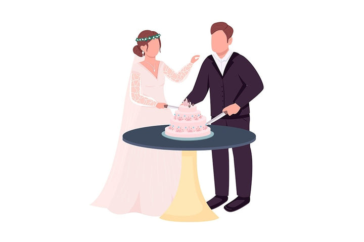 Happy newlyweds couples vector character set