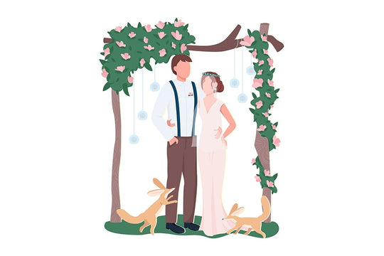 Happy newlyweds couples vector character set