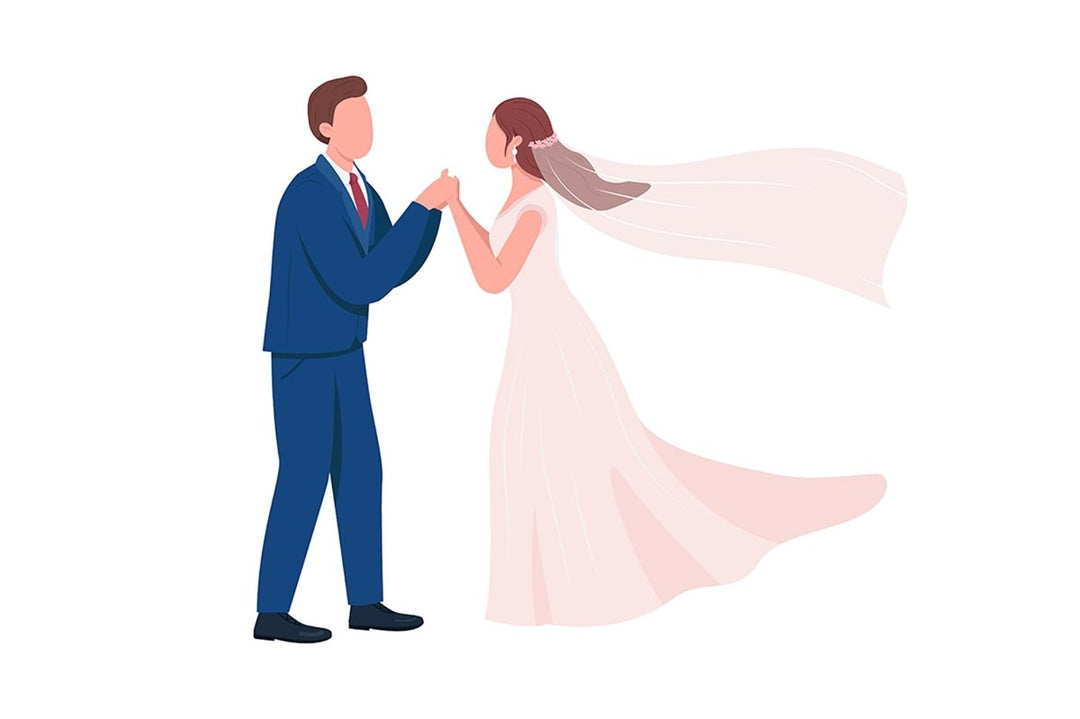 Happy newlyweds couples vector character set