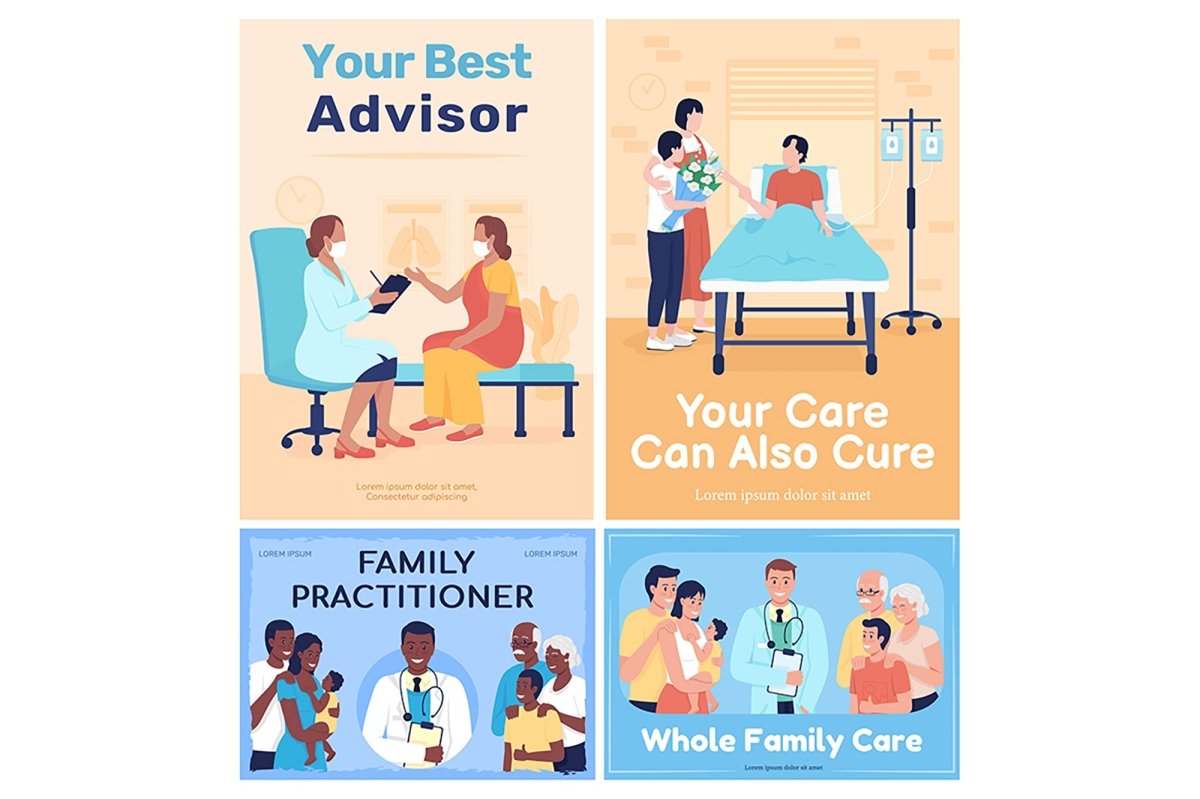Health care services poster flat vector templates