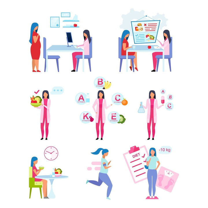 Healthy lifestyle flat vector illustrations set
