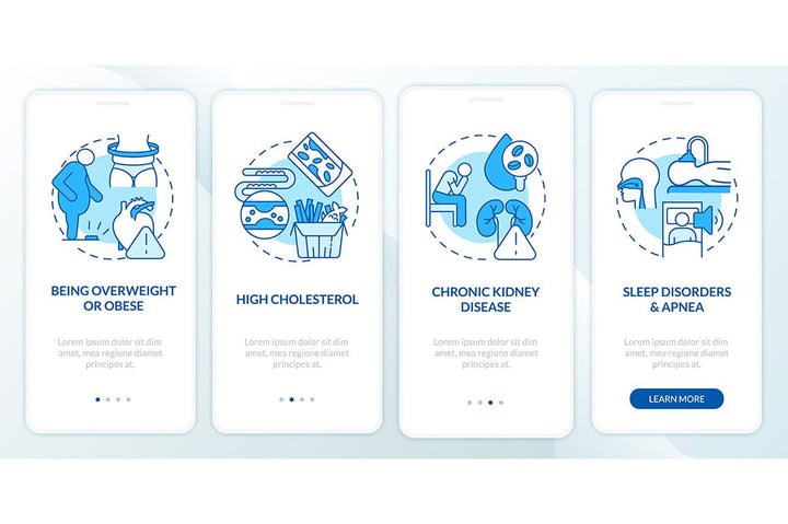 Heart condition diagnosis onboarding mobile app page screen bundle