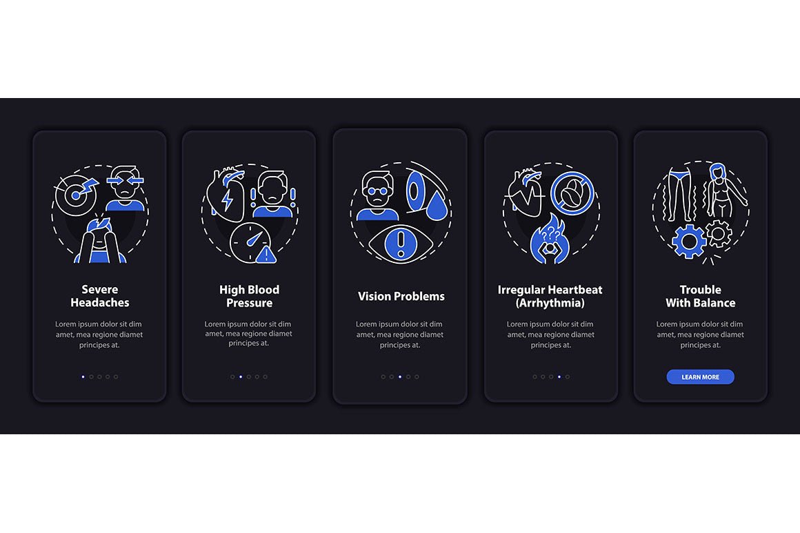 Heart condition diagnosis onboarding mobile app page screen bundle