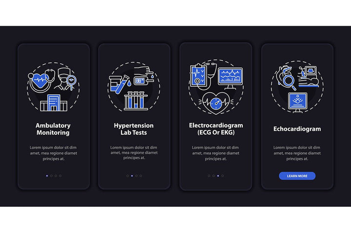 Heart condition diagnosis onboarding mobile app page screen bundle