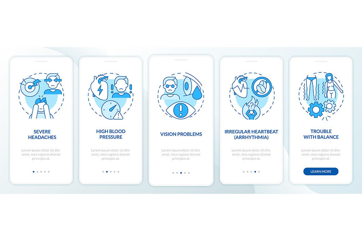 Heart condition diagnosis onboarding mobile app page screen bundle