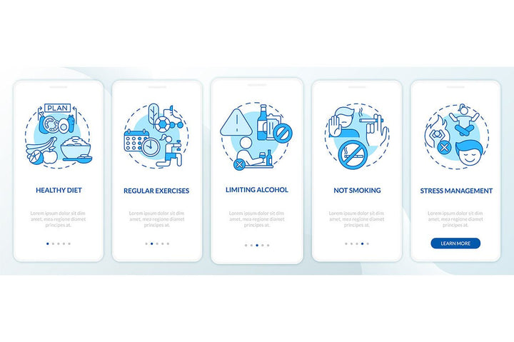 Heart condition diagnosis onboarding mobile app page screen bundle