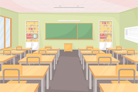 High school flat color vector illustration set