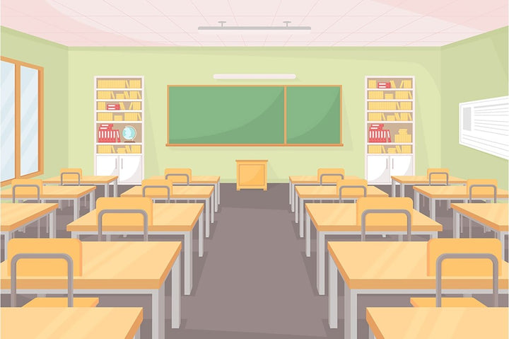 High school flat color vector illustration set