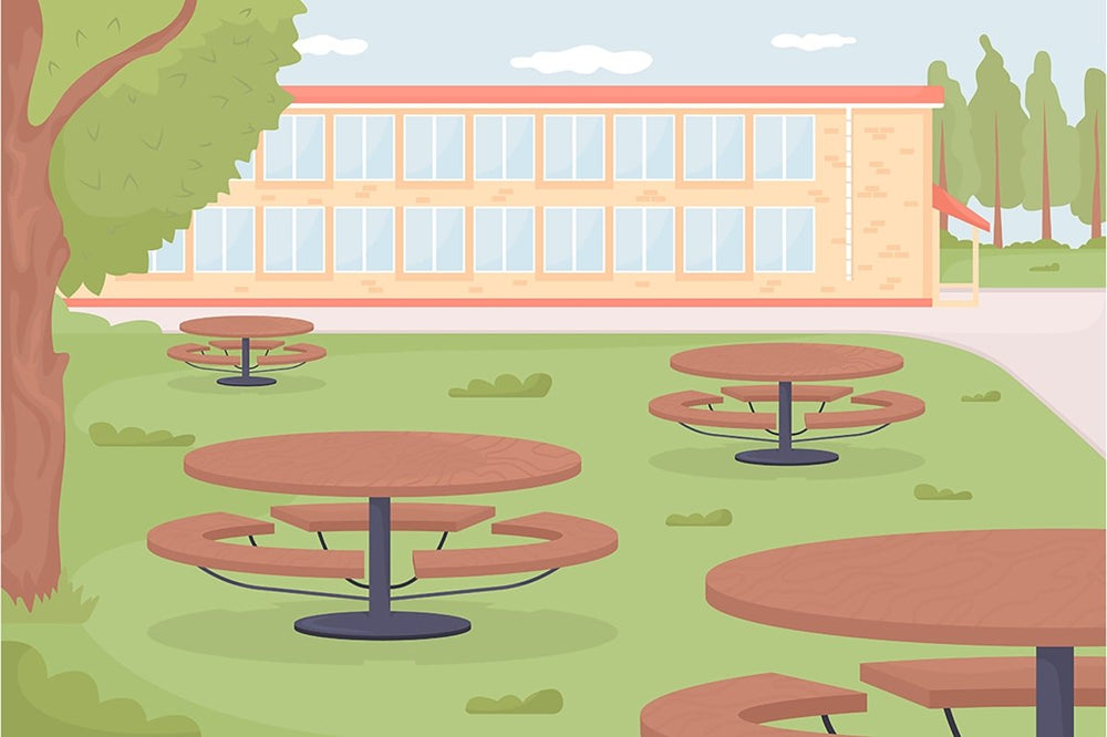 High school flat color vector illustration set