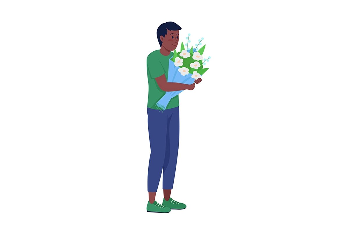 High school sweethearts semi flat color vector characters set
