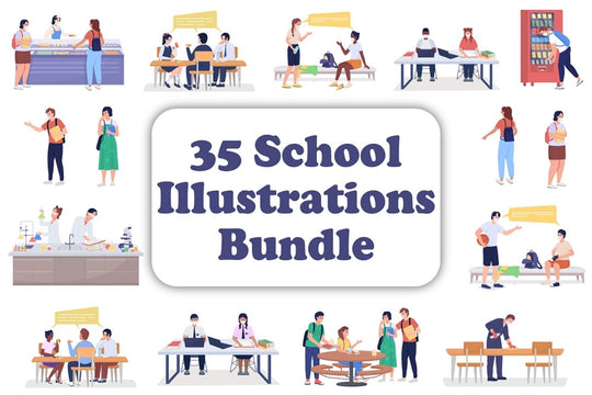 High school vector illustration bundle