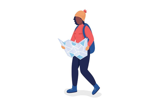 Hiking person color vector character set