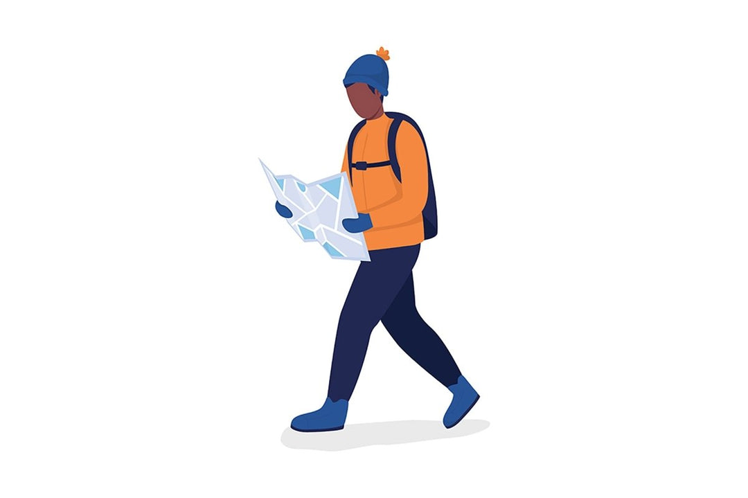 Hiking person color vector character set